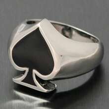 1 Pc Stainless Steel Poker Spades Ring, Motor Biker Lucky Ring Good Luck, Symbol Of Power, Rings For Men