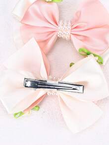 2 件白色蝴蝶结发夹，适合女孩，布艺花朵装饰发饰，适合女孩日常使用的时尚发饰 - 蝴蝶結髮夾 - 查看 6