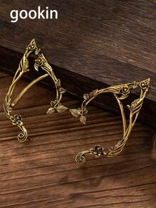 Popular Gold Color Flower Leaf Ear Clip Cute Jewelry Accessories Fairy Clip Earrings Wedding Girls Jewelry Gifts New,Ladies' Daily Party Accessories, Fashionable Jewelry, Best Friend Gifts