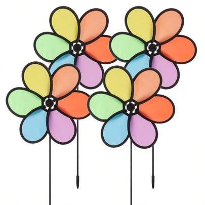 1 pièce/2 pièces/4 pièces Moulin à vent floral rotatif coloré - Tourniquet de jardin, moulin à vent vibrant à main, cadeau d'anniversaire parfait pour le printemps/été, jardin, convient pour la décoration extérieure du jardin, du gazon, jeu d'arrière-plan, cour de la maison, terrasse, clôture, décoration de pelouse