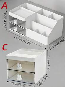 1pc White Makeup Storage Box With Drawers, Divided Compartments, Desktop Organizer For Cosmetics, Skincare, Lipsticks, Brushes, Eyeshadow, Nail Polish, Perfume, Suitable For Computer Desk, Office Desk, Vanity, Bathroom Shelf, Home Decor, Stationery Holder, Bunny Button Makeup Case, Women's Day Gift, Gift For Mom,For Holiday Beach, Bathroom Collection, Bedroom Collection, Large Capacity - White - View 4