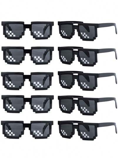 8pcs-Mosaic Glasses For Parties, Weddings, Pixel Glasses, And Other Funny Occasions,Hawaiian Party Supplies(Large Size)