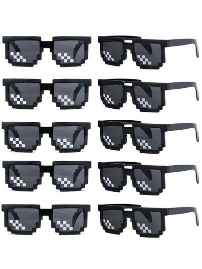 8 件马赛克眼镜，适用于派对、婚礼、像素眼镜和其他有趣场合，夏威夷派对用品（大号）