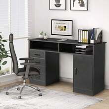 Computer Gaming Desk Corner Desk Home Office Table W/ File Drawer Cabinet - Black - View 1