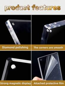 1个亚克力相框，强磁照片及办公名片夹。亚克力板两面均贴有保护膜。使用前请撕掉保护膜。1个/2个/3个亚克力相框，透明强磁相框夹 - 白色 - 查看 7