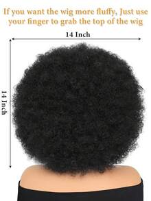 Afro Wig 14Inch And 8Inch Afro Wigs For Women 70s Afro Kinky Curly Wig Bouncy Huge Fluffy Puff Wigs Synthetic Hair For Cosplay Daily And Party - 黑色 - 查看 5