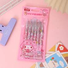 Sanrio 6er-Set Sanrio Nadelschreiber Cinnamoroll Hello Kitty 0,5 schwarze Push-Kugelschreiber, Kuromi My Melody Büro Schule Push Signature Stift Set, Pochacco Pompompurin süße Cartoon Gelschreiber mit Haken, Flüssigkeitssicher, durchgängige Tinte, einfach mitzunehmen, Geschenkset Schreibwaren, Schreibfehler können leicht durch Reibung korrigiert werden, geeignet für Büro, Studium, Tagebuch und andere multifunktionale Zulieferungen, ideal als Geschenkset in der Schulsaison zur Rückkehr an die Schule