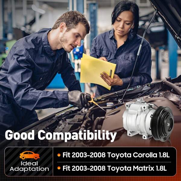 TFCFL TFCFL Air Conditioner Compressor, Air A/C Compressor For 2003-2008  Corolla 1.8L And 2003-2008  Matrix 1.8L