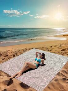 1 Pc New Outdoor Waterproof Anti-Sand Digital Printed Picnic/Beach Blanket, Fashionable And Fresh Pattern, Suitable For Camping And Picnic - Multicolor - View 6