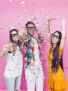 8 件马赛克眼镜，适用于派对、婚礼、像素眼镜和其他有趣场合，夏威夷派对用品（大号） - 黑與白 - 查看 7