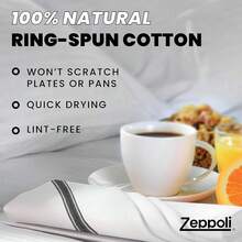 New Zeppoli Classic Kitchen Towels - 30 Pack 100% Natural Cotton Towel Set, Reusable Wash Cloths, Absorbent Dish Towels, Machine Washable Hand Towels, Kitchen Essentials, 14\U201d By 25\U201d, Black Striped - Black Stripe Linen Towels 30 pk (M) - View 3