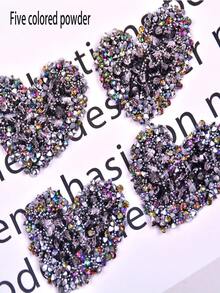 5pcs Colorful Shiny Crystal Rhinestone Stickers, High-End Fashion Hotfix Studs, DIY Stylish Decoration Patches - Suitable For Clothes, Shoes, Hats And Bags - Multicolor - View 4