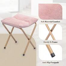 Comfy Saucer Chair With Ottoman For Adults- Lazy Chair With Ottoman Soft Square Folding Saucer Chair For Adult And Kids Bedroom Living Room Dorm Rooms, Flexible Reading Chair For Teens Kids- Pink - Pink - View 8