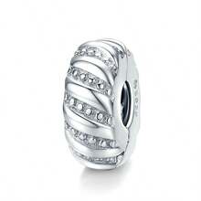 WOSTU 1pc 925 Sterling Silver Metal Round Bead Scroll Pattern Pendant, Anti-Oxidation Jewelry For Women, Compatible With Original Bracelet DIY - Silver - View 15
