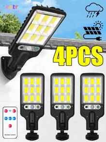 CcRetro 4 Pack Lámpara Solar Exterior,Luces Solares Jardin para Interior y Extrior, Reflector LED Exterior Solar,Focos Solares con Sensor,Solar Luz de Pared,IP65