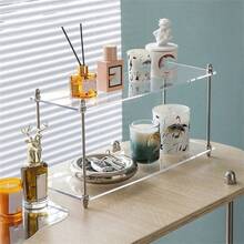 1PC Transparent Acrylic Desktop Display Rack, Multi-Functional Adjustable Acrylic Storage Display Rack, Desktop Cup Storage Rack, Bathroom Dresser Cosmetics Perfume Rack, Home Decoration Display Rack - Clear - View 3