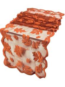 1pc-Fall Table Runners With Maple Leaves, 13x72 Inch Thanksgiving Table Runner Decorations Lace Orange Table Runners Fall Home Decor Autumn Table Decor For Harvest Kitchen Dinner Party Gatherings - Multicolor - View 1