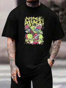 Camiseta de banda Attack Attack! - Camiseta gráfica con estampado de tiburón guitarrista - Camiseta negra para hombre y mujer - Regalo para amantes de la música - Camiseta de banda de rock - Ropa para conciertos - Mercancía de banda - Manga corta - Negro - Ver 1