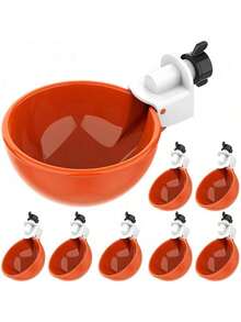 Large Automatic Chicken Waterer Cups| Chicken Water Feeder Suitable For Chicks, Duck, Goose, Turkey And Bunny| Poultry Water Feeder Kit (Orange)… - Pack Of 8 - View 1