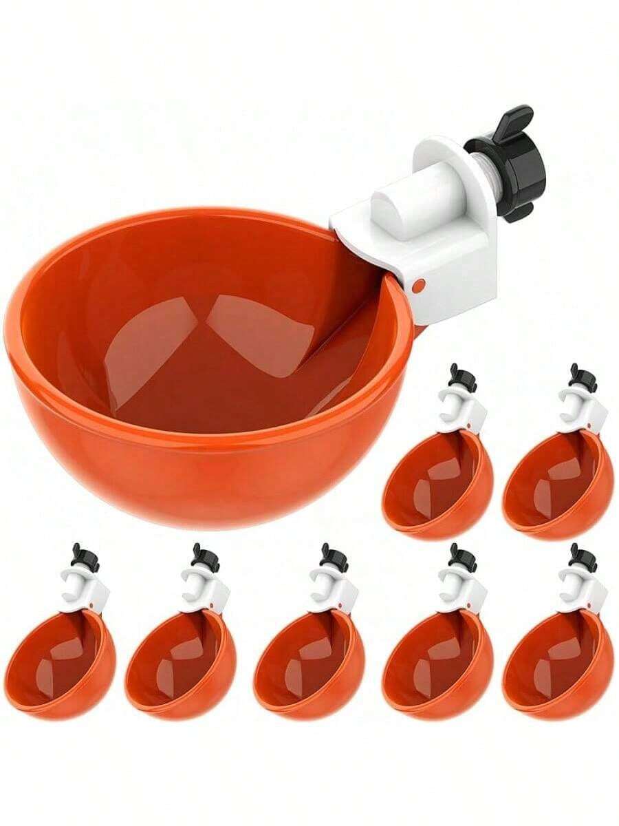 Large Automatic Chicken Waterer Cups| Chicken Water Feeder Suitable For Chicks, Duck, Goose, Turkey And Bunny| Poultry Water Feeder Kit (Orange)… - Pack Of 8 - View 1