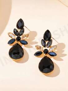 1 par de pendientes de aro con strass a la moda, de estilo coreano clásico europeo y americano, frescos y simples, elegantes de estilo barroco, producto de transfronteriza