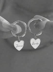 Brincos de coração personalizados, brincos pendurados com nome gravado, brincos com iniciais douradas, presente para madrinha de casamento, brinco para mulheres, presente de aniversário para ela