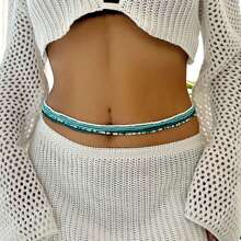 5pcs Hawaiian Style Bohemian Style Exaggerated Colorful Bead Waist Chain Suitable For Beach Vacations, Music Festivals