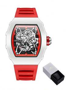 Reloj de cuarzo de moda para hombres de la marca ONOLA, reloj con forma de barril de vino de alta calidad con iluminación, resistente al agua 3ATM, adecuado para uso diario en diversas ocasiones, regalo para el Día del Padre - A - Ver 7