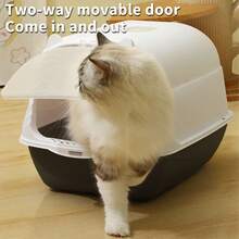 NetHong Cat Litter Tray With Scoop, Enclosed Cat Litter Box With Anti ...