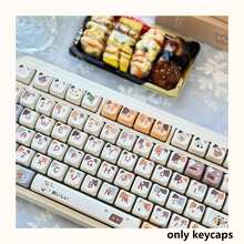 142 Keycaps Set, Sushi Cat Themed, PBT Dye-Sublimated, Cute Mao Design, Compatible With 61/75/87/98/100 Keyboards - White - View 7