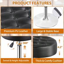 360° Swivel Vanity Stool Chair Makeup Stool Adjustable Height For Bedroom Black - 1 - View 6
