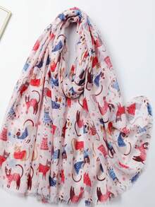 1pc Cat Print Scarf Wrap Shawl - Multicolor - View 24