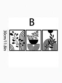 3 件套黑色金属墙面艺术装饰，简约线条艺术挂饰，抽象金属墙面雕塑，波西米亚风格壁挂，适用于卧室、浴室、客厅、室内和室外 - 黑色 - 查看 7