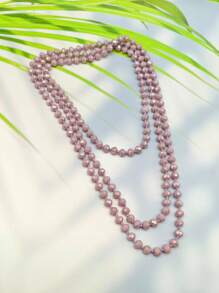 1pc 1.5m Long Crystal Beads Knotted Multi-Layer Simple Daily Wear Necklace For Women