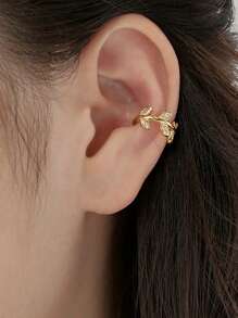 1 pieza Pendiente clip de oreja elegante y de moda enchapado en oro 18K con circonita, joyería versátil y casual para mujeres