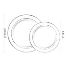 20/10pcs Silver Rim Party Plates, Platinum Rim Salad Plates, 10.25 Inch And 7.5 Inch Serving Platters, For Parties, Outdoor, Weddings, Restaurants,School Supplies