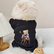 Abbigliamento per cani, felpa per animali domestici con stampa di orsetto, cappuccio per gatti e cani di piccola e media taglia