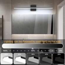 1pc LED Rechargeable Wall Light, 5V2A USB Plug, Remote Control, Black 40/60cm Length Mirror Lamp, Tricolor Dimmable,Timing Funtion For Bathroom Living Room Bedroom Dresser
