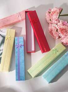 12pcs Pink Bowknot Jewelry Box Long Paper Necklace Box Bracelet Earrings Ear Studs Jewelry Packaging Box Jewelry Gift Box Suitable For Valentine's Day, Mother's Day And Wedding Anniversary Best Couples Gifts