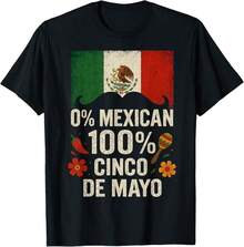 0% Mexican 100% Cinco De Mayo Viva Mexico Maracas Chili Flag T-Shirt+GL Valentine's Day Gifts - Black - View 1