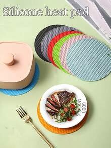 10-1pc Honeycomb Silicone Placemats, Non-Slip Pad, Pot Holder, Table Mat, Heat Insulation Pad, Multi-Function Round Heat-Resistant Silicone Coasters, Cup Mats, Pot Stands, Table Mats, Restaurant Accessories, Picnic Blanket - Multicolor - View 5