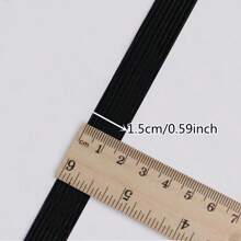 لفة (2-5) ياردة بالحزمة بحزام مرن منسوج بعرض 1.5/2/2.5/3/4/5 سم باللونين الأبيض والأسود، حزام مطاطي لخياطة الملابس والتفصيل وخياطة الألسنة والأشرطة