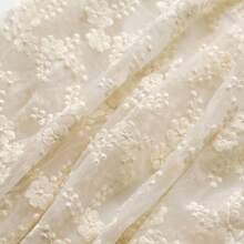Soft Tulle, Beige And White Embroidered Mesh Lace Fabric, Suitable For Making Curtains And Tablecloths, And For DIY Fabric Sewing By Hand