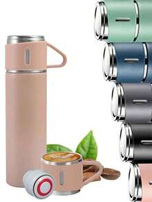 500ml Single Wall Vacuum Insulated Tumbler Set, Includes 3 Lids, Keeps Drinks Hot/Cold, Ideal Gift For Coffee, Tea, Milk, Water