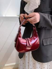 Women's Unique Design Crescent Moon Handbag, Small Underarm Shoulder Mirror Bag, & Versatile