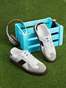 DareSee 轻便柔软鞋垫男士运动鞋，圆头系带平底休闲鞋，适合音乐节、Y2K音乐节、返校季、秋冬季节等场合，也是音乐节的理想礼物。 - 彩色 - 查看 2