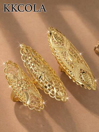 KKCOLA 1pc Exaggerated Hollow Open Ring, Jewelry Accessory For Party, Holiday, Wedding Gift