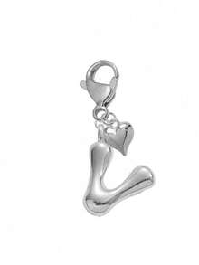 1pc Silver Bubble Letter Cute Necklace Pendant, Bag Charm - Includes Shiny Crystal Pendant & Gold Heart Pendant, Letters A-Z, Alloy Bag/Backpack Hanging Decoration - Perfect Gift For Birthday & Special Occasions, Keychain, Wallet & Purse Accessory For Women & Girls - Silver - View 27