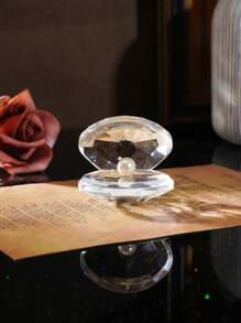 1 件创意独特的釉面水晶贝壳形桌面装饰，透明玻璃材质个性化梳妆台装饰工艺品，派对庆祝水晶蝴蝶装饰配件