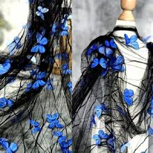 One Exquisite Mesh Embroidery Three-Dimensional Butterfly Black Yarn Lace Fabric Sewing Fabric DIY Handmade Fabric